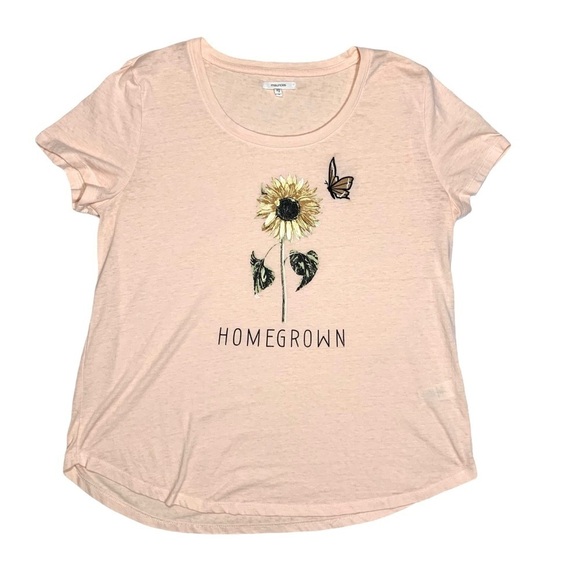 Maurices Soft Pink Orange Peach Coral Homegrown Graphic T-Shirt Size Large - Picture 12 of 16